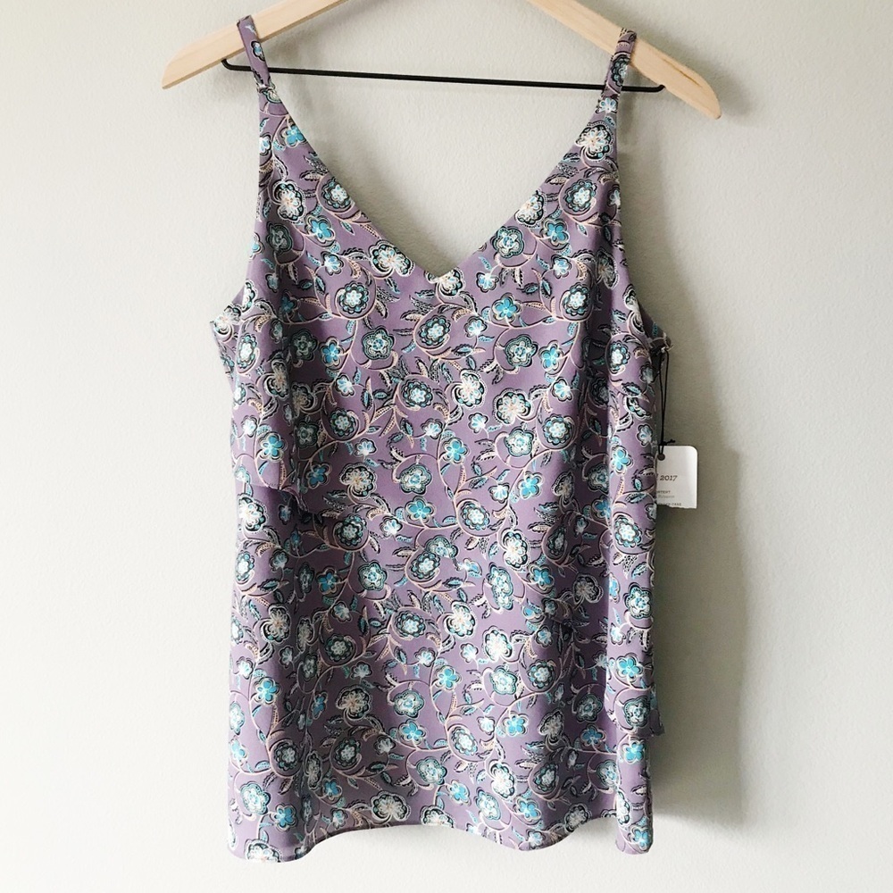 CAbi #3453 Floral Scrollwork Layered Cami Purple S